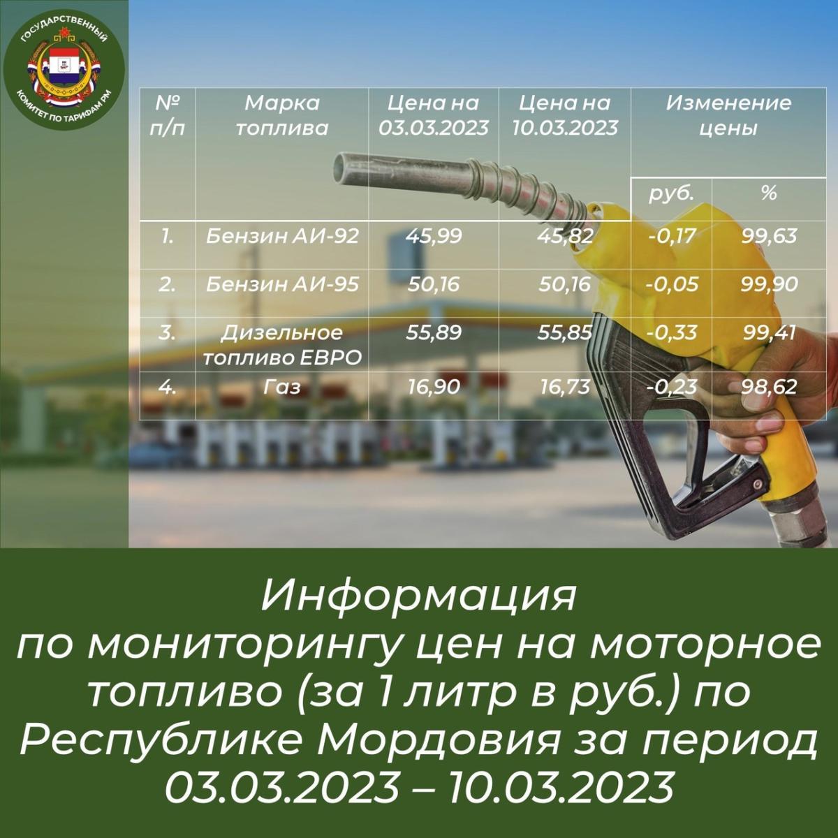 В Мордовии за неделю снизилась цена на бензин