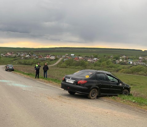 В Мордовии автоледи на «Пежо» опрокинулась на обочину
